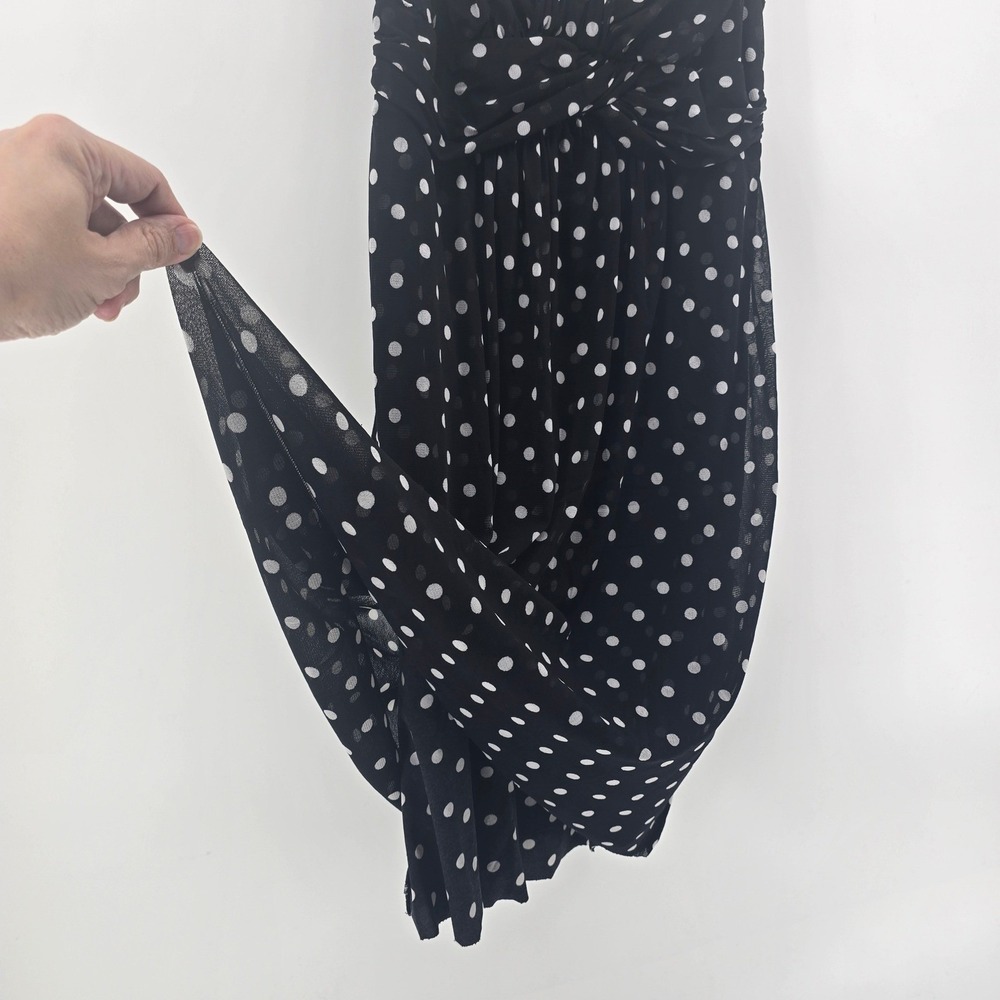 INC International Concepts Polka Dot Mesh Sleeveless Dress Black White Medium - Picture 4 of 7